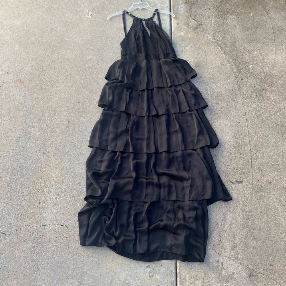 BCBG MAX AZRIA Black Layered Long Tiered Dress Size 6